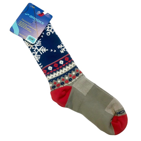 NEW Unisex Holiday BROOKS Pacesetter Ugly Sweater Running Socks - Picture 1 of 6